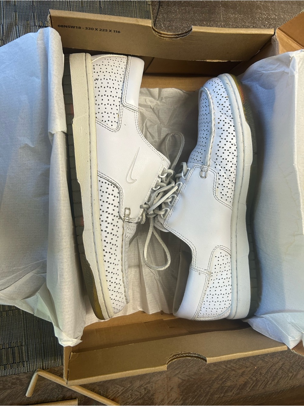 Nike Men’s White Perforated Leather Boat Shoes